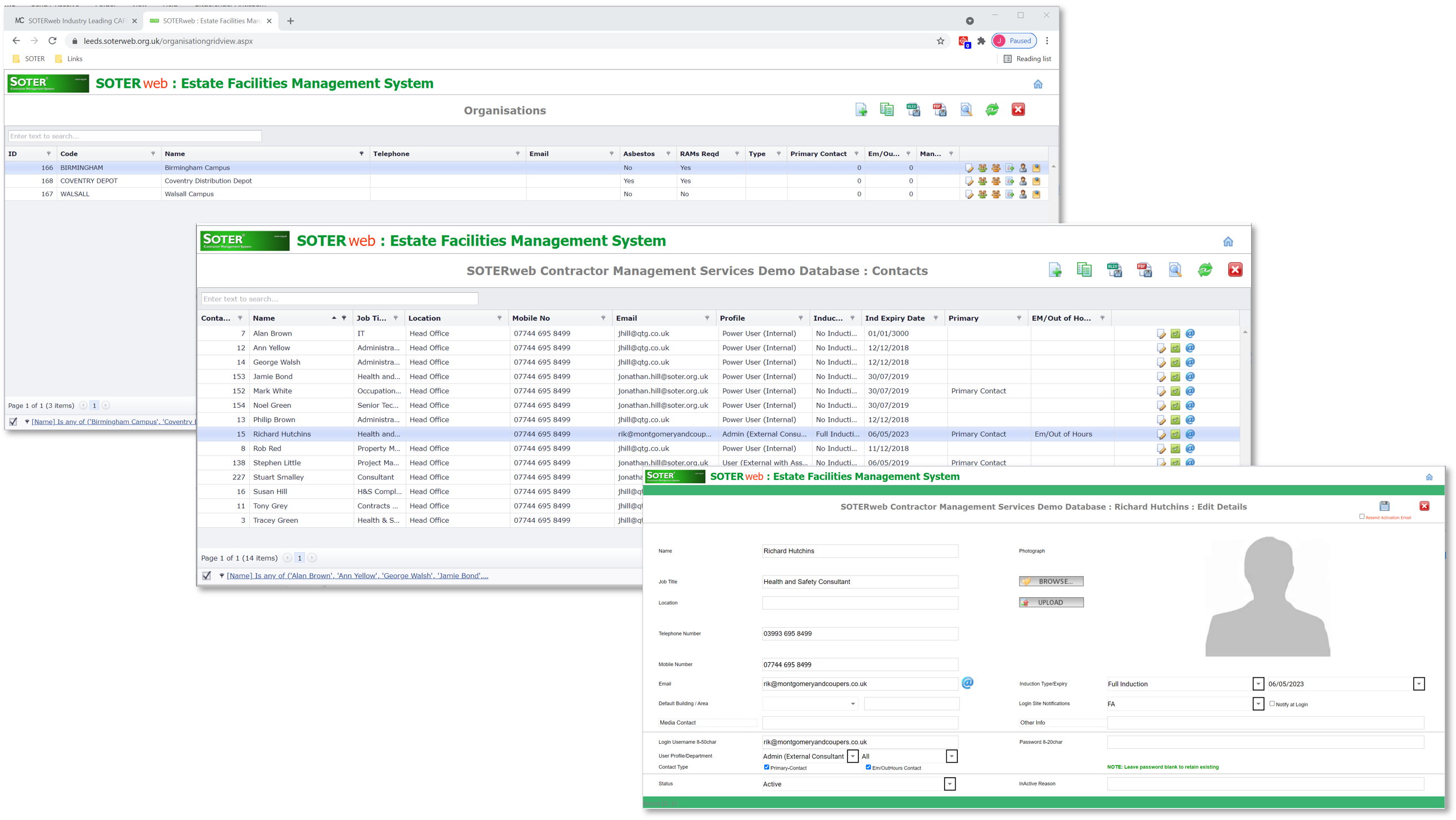 SOTERwebOrganisationContact SOTERweb Cloud CAFM System